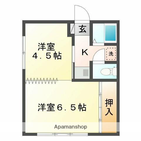 アーバンウエーブ岩成台(2K/1階)の間取り写真