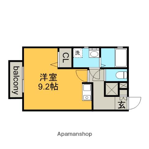グレースⅡ(ワンルーム/1階)の間取り写真