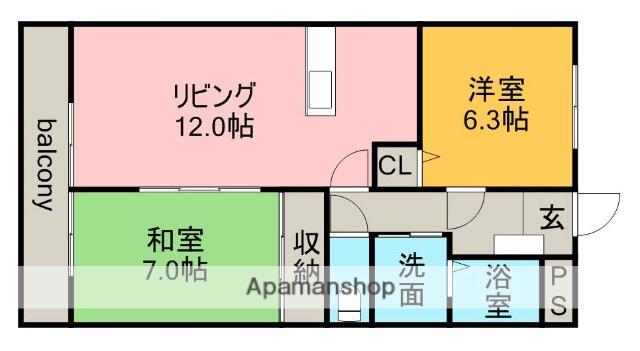 レジデンス富士(2LDK/1階)の間取り写真