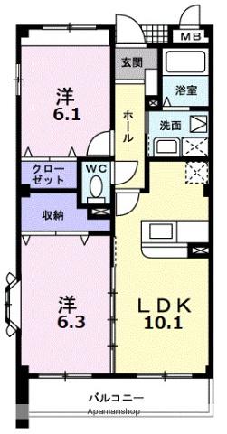 グランデ(2LDK/2階)の間取り写真