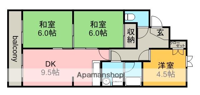 サンライズ白山(3DK/2階)の間取り写真