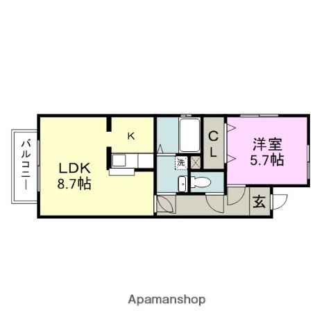 グレースⅢ(1LDK/1階)の間取り写真