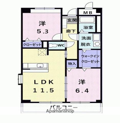 ビエントナイン(2LDK/3階)の間取り写真