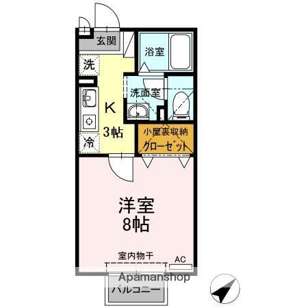 ハイライズサン(1K/2階)の間取り写真