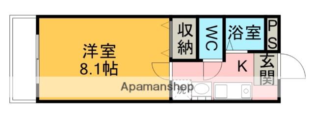 ワンダースクエア出川Ⅱ(1K/1階)の間取り写真