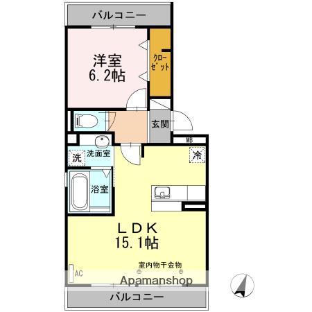 イースト フィールド(1LDK/2階)の間取り写真