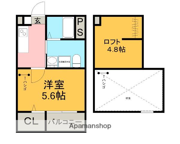 レインボーティアラ(1K/1階)の間取り写真