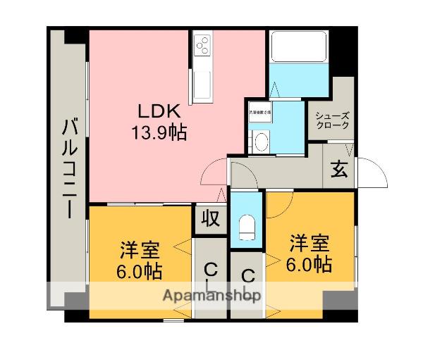 パーシモン(2LDK/4階)の間取り写真
