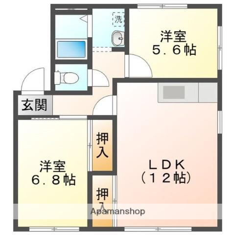 フレグランス松本 B棟(2LDK/2階)の間取り写真