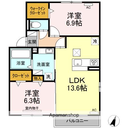 ラベージュ(2LDK/1階)の間取り写真