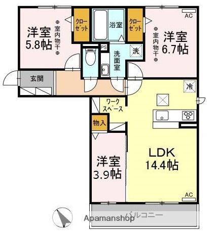 ルミエール A(3LDK/1階)の間取り写真