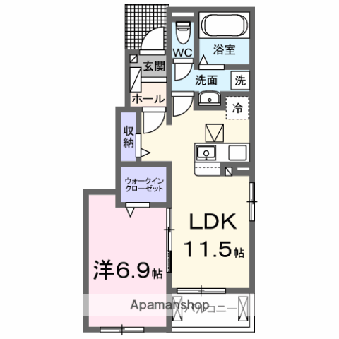フェリーチェI(1LDK/1階)の間取り写真