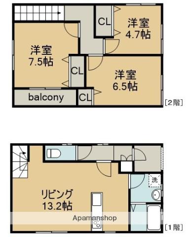 中央本線 高蔵寺駅 徒歩10分 2階建 築2年(3LDK)の間取り写真
