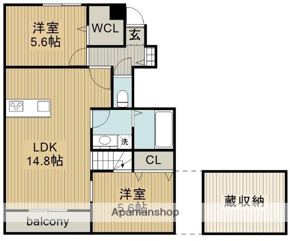 PARK SIDE TERRACE(2LDK/1階)の間取り写真