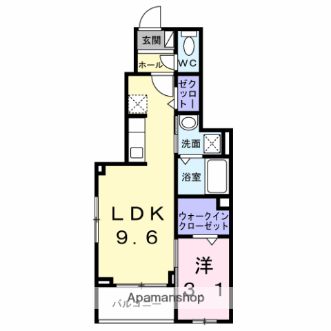 リガーレ シダミ(1LDK/1階)の間取り写真