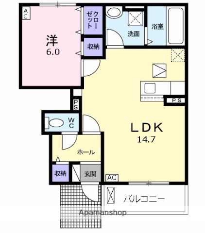 メイプルハイツ(1LDK/1階)の間取り写真