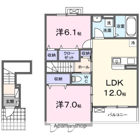 メイプルハイツ(2LDK/2階)の間取り写真