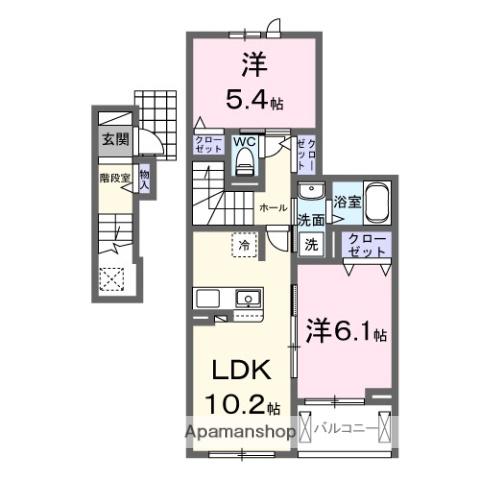 中央本線 春日井駅(ＪＲ) 徒歩16分 3階建 新築(2LDK/2階)の間取り写真