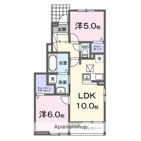 スワンテラス(2LDK/1階)の間取り写真