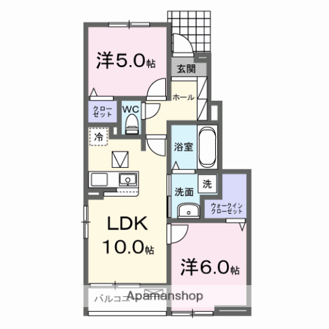 スワンテラス(2LDK/1階)の間取り写真