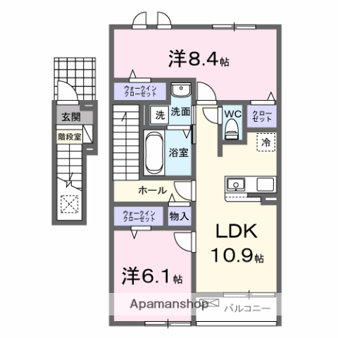 スワンテラス(2LDK/2階)の間取り写真