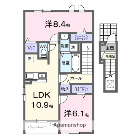 スワンテラス(2LDK/2階)の間取り写真