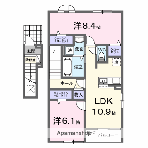 スワンテラス(2LDK/2階)の間取り写真