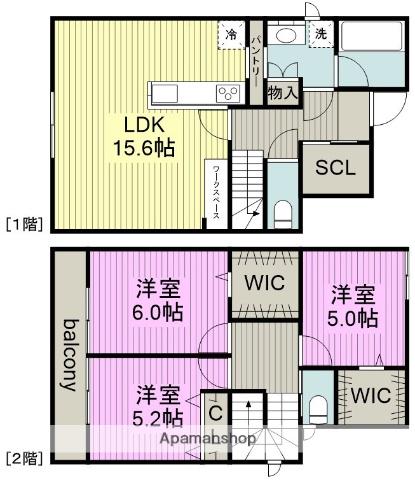 愛知県名古屋市守山区 2階建 築1年(3LDK)の間取り写真