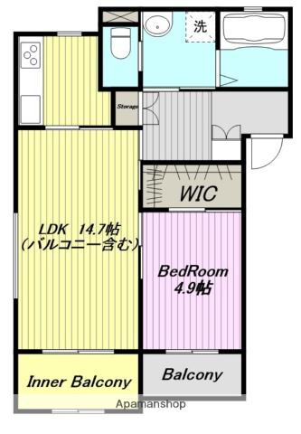 メゾンココネコ(1LDK/2階)の間取り写真