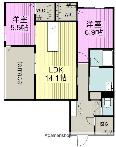 シャーメゾン伊藤(2LDK/1階)の間取り写真