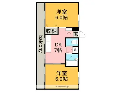 レジデンス日広(2DK/3階)の間取り写真