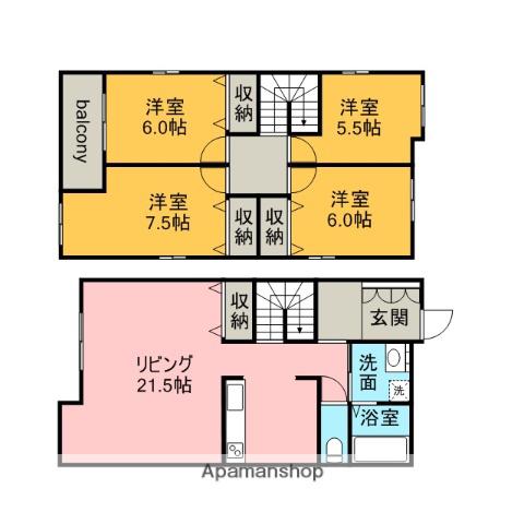 中央本線 高蔵寺駅 徒歩18分 2階建 築13年(4LDK)の間取り写真