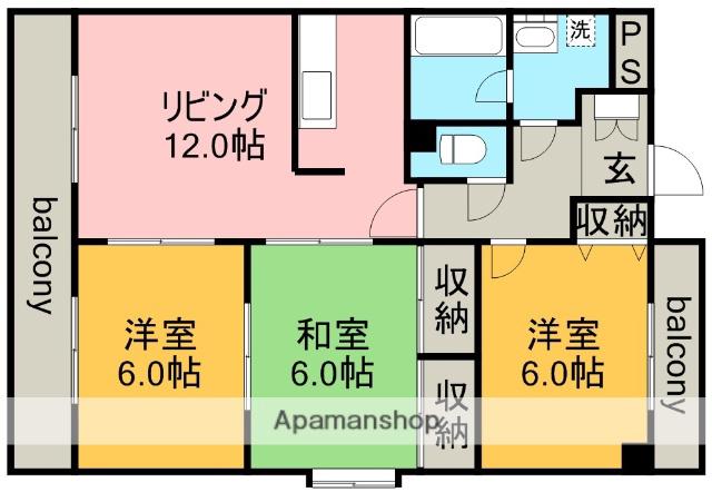 シェモワM(3LDK/3階)の間取り写真