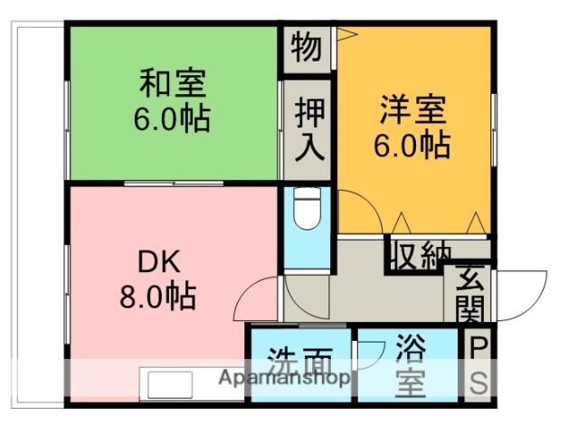 クレストステージ南城(2DK/2階)の間取り写真