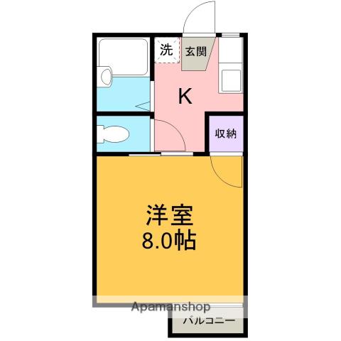 ハミングイースト(1K/2階)の間取り写真