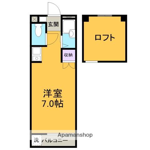 イーストⅡ(1K/1階)の間取り写真