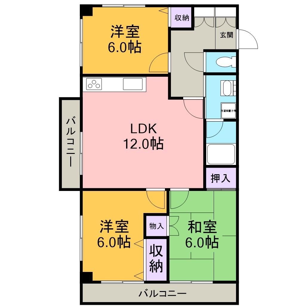 エクセル小呂(3LDK/4階)の間取り写真