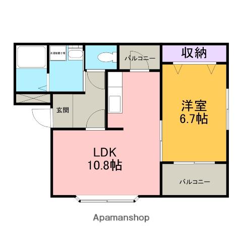 カーサ西真伝(1LDK/2階)の間取り写真