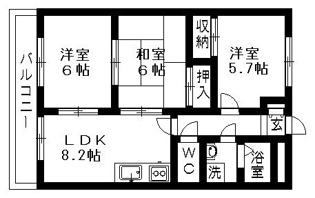 サンタプレイス岡崎(3DK/2階)の間取り写真