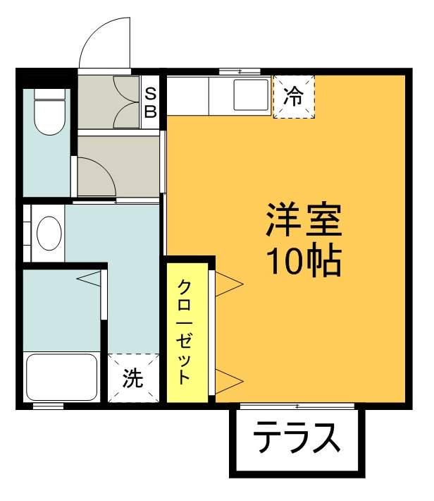 アクアヒルズ(ワンルーム/1階)の間取り写真