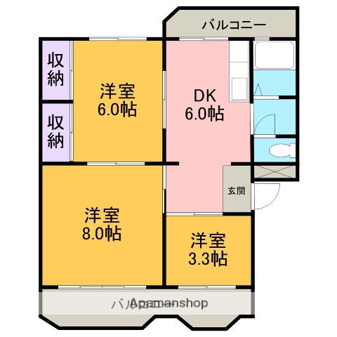 増田ハイツ(3DK/2階)の間取り写真
