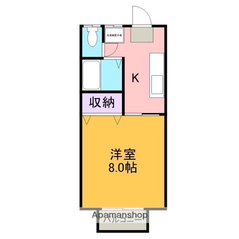 ユーハート久後崎(1K/2階)の間取り写真