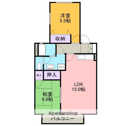 アネックス緑丘Ⅶ(2LDK/2階)の間取り写真