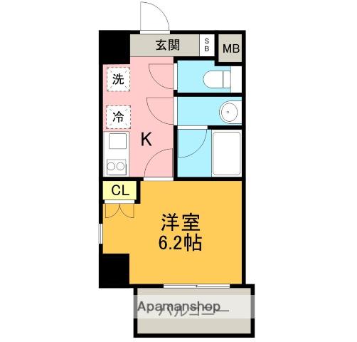 東海道本線 岡崎駅 徒歩3分 8階建 築19年(1K/5階)の間取り写真