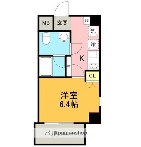 東海道本線 岡崎駅 徒歩3分 8階建 築18年(1K/7階)の間取り写真