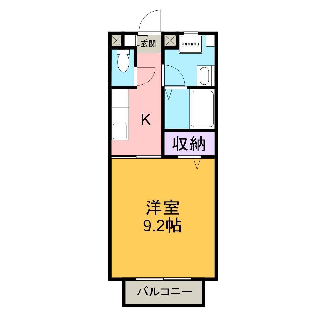 カーサ占部(1K/2階)の間取り写真