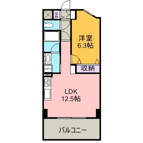 ハートヒルズ井田(1LDK/3階)の間取り写真