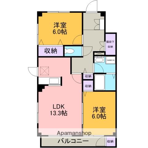 シュプール21(2LDK/1階)の間取り写真