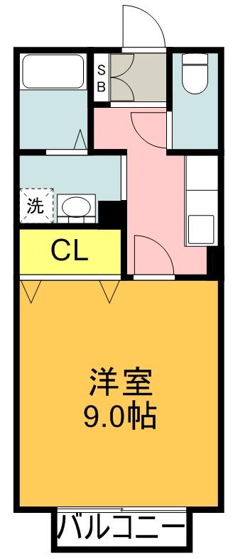 モナリエS(1K/2階)の間取り写真