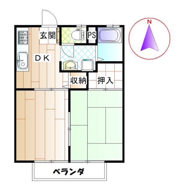 メゾン宝佳(2DK/2階)の間取り写真